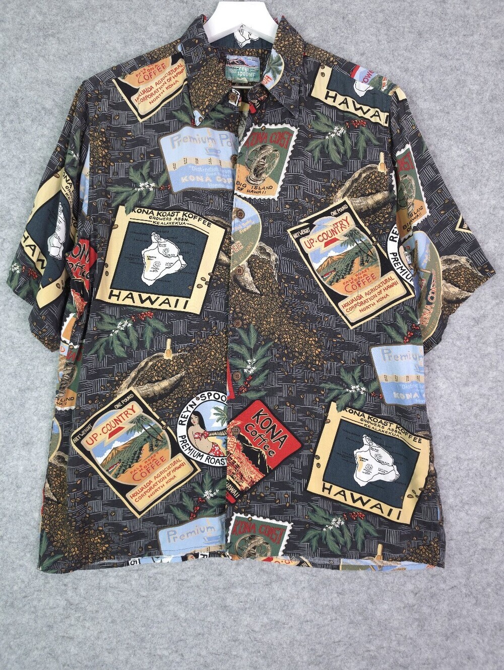 reyn spooner Hawaiian Big Island Kona Coffee Button-Up Short Sleeve Aloha Shirt